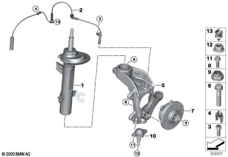 BMW純正Federbein Front Left（31316780465）| 31316780465