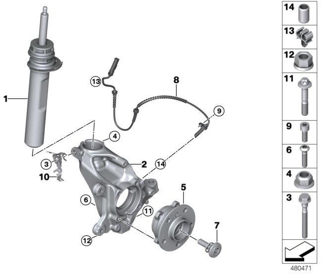 BMW純正Federbein Front Left（31316862445）| 31316862445