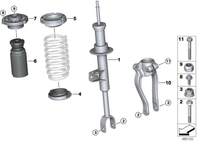 BMW本物のFederbein Front Right（31316866592）| 31316866592