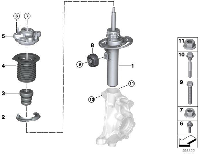 BMW純正Federbein Front Right（31316879312）| 31316879312