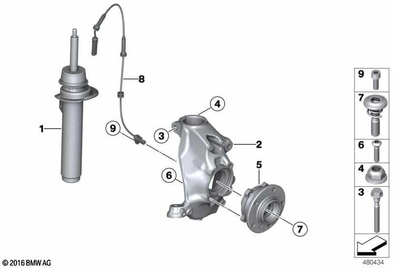 BMW純正Federbein Front Right（31316883332）| 3131688332