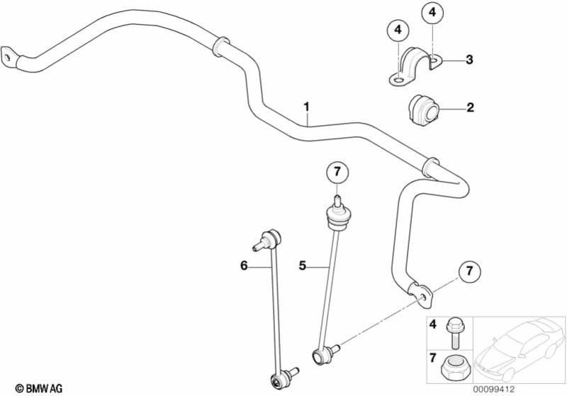BMW本物のスタビライザーフロントd = 22.5mm（31356757072）| 31356757072