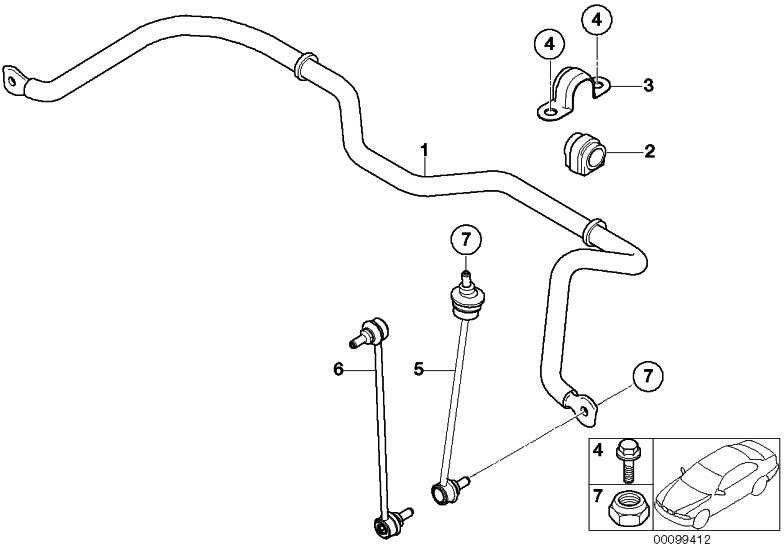 BMW純正ラバーベアリングスタビライザーD = 24mm mini（31356758302）| 31356758302