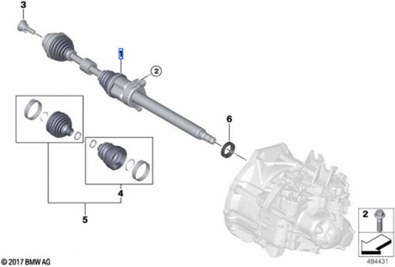 右側のBMW本物の出力シャフト（31605A2E044）| 31605A2E044