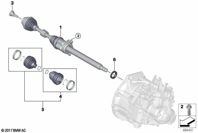 右側のBMW本物の出力シャフト（31608643374）| 31608643374