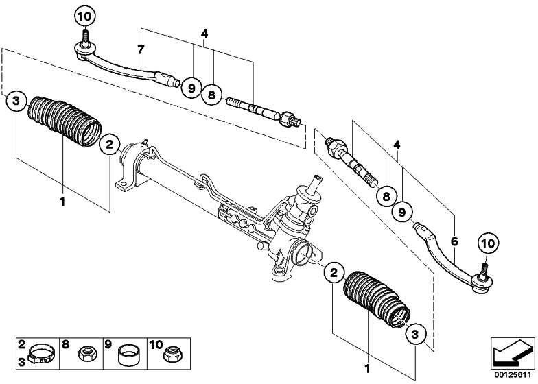 右のミニ上のBMW純正タイロッド（32106777522）| 3210677522