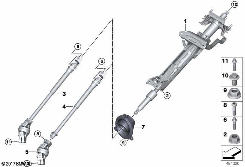 Double Joint（32306862087）を備えたBMW純正ステアリングスピンドル| 32306862087