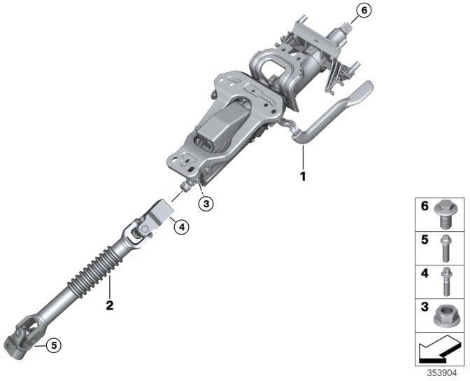 BMW純正ステアリングコラム調整機械的（32306864824）| 32306864824
