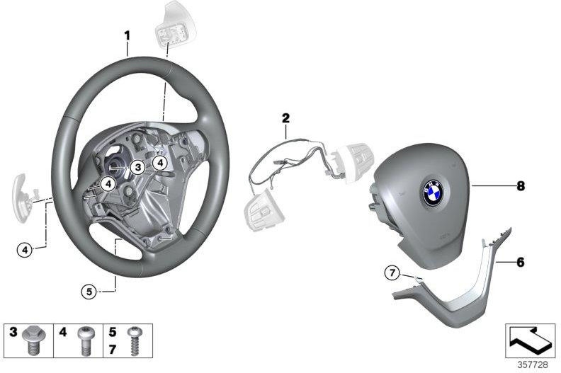 BMW本物のスポーツステアリングホイールレザースイッチ（32306877872）| 32306877872