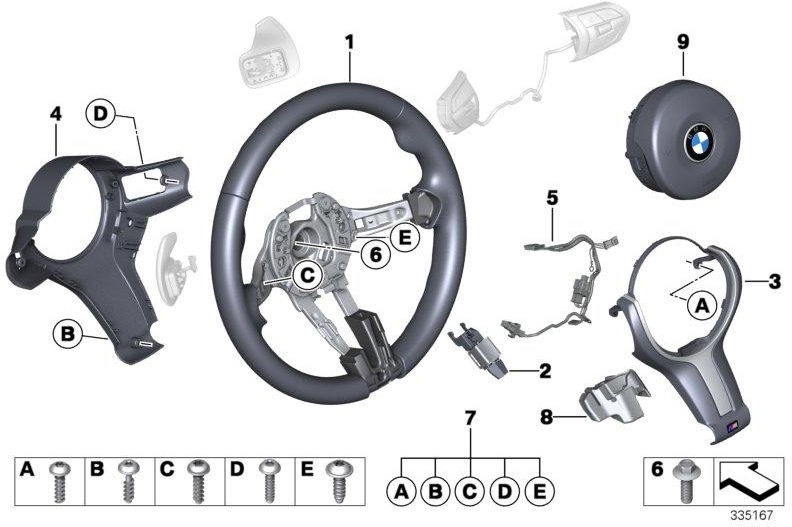 BMW純正MスポーツステアリングホイールAirb。AlcantaraMultif。 （32308074914）| 32308074914