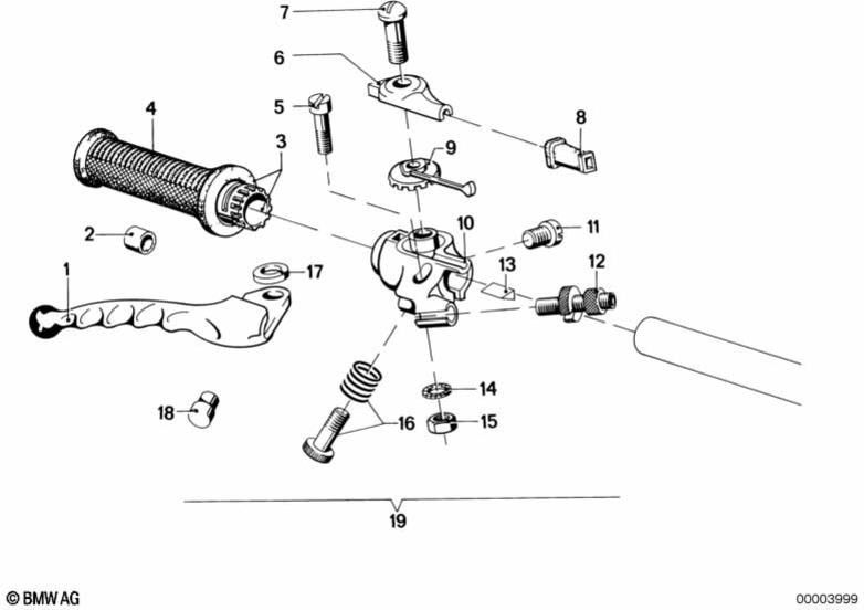 BMW本物のハンドレバー右（32721233350）| 3272123350