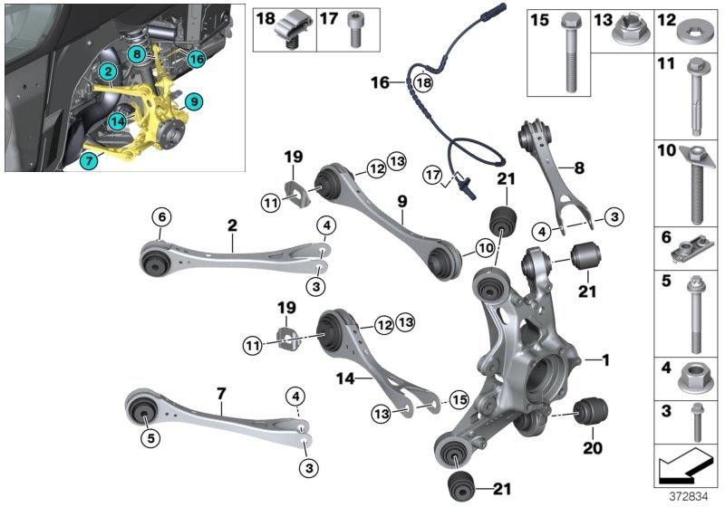 BMW純正倒れ - ゴム製のベアリングを備えたハンドル（33326862218）| 33326862218