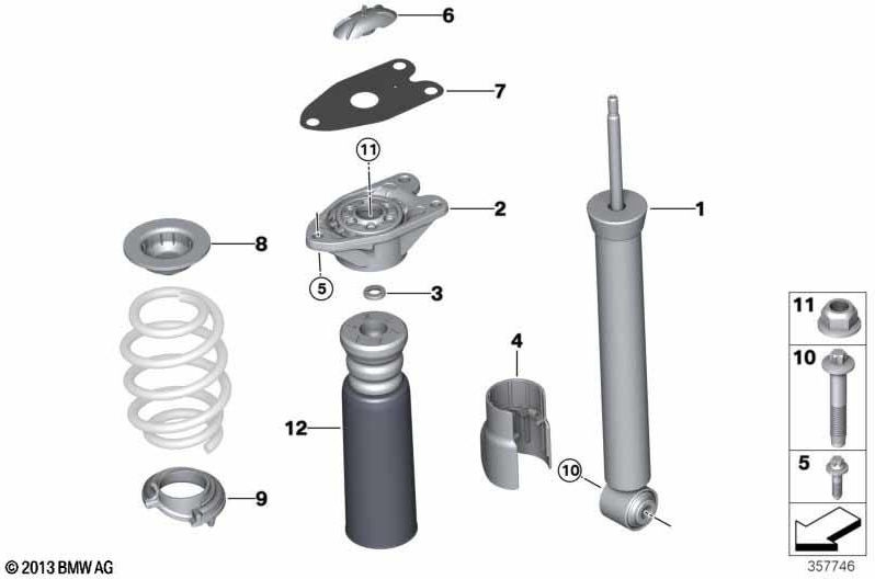BMW後部に保護チューブを備えた本物の追加ダンパー（33536861737）| 33536861737
