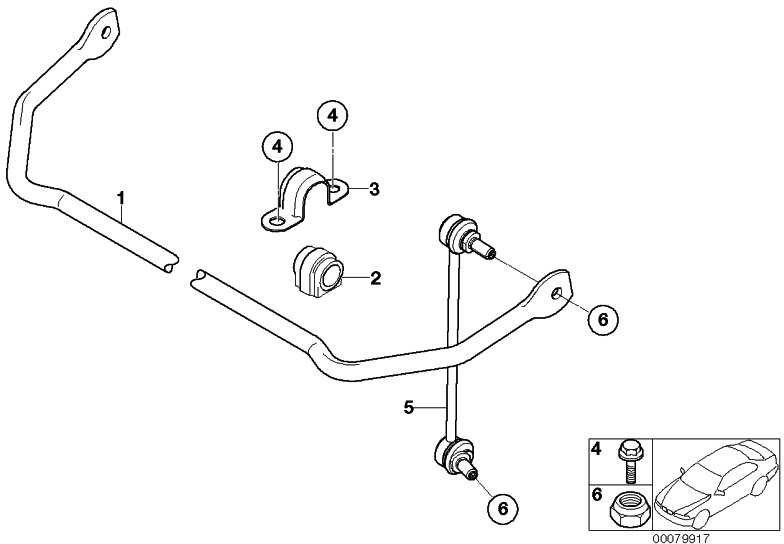 リアのBMW純正スタビライザーd = 16mm mini（33556754818）| 33556754818