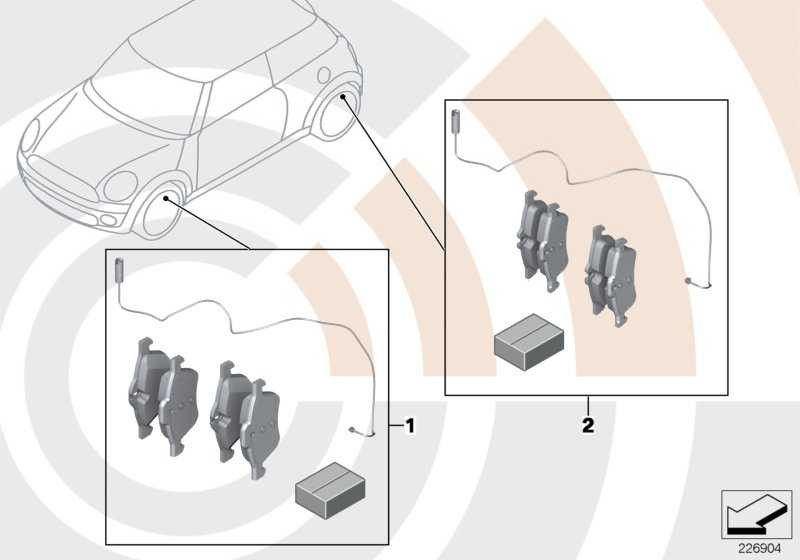 BMW純正セットブレーキパッド付きブレーキパッドセンサーバリューラインミニ（34112167233）| 34112167233