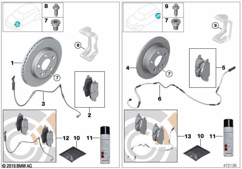 BMW本物のセットブレーキパッド付きブレーキパッドセンサー値ライン（34112444445）| 3411244445