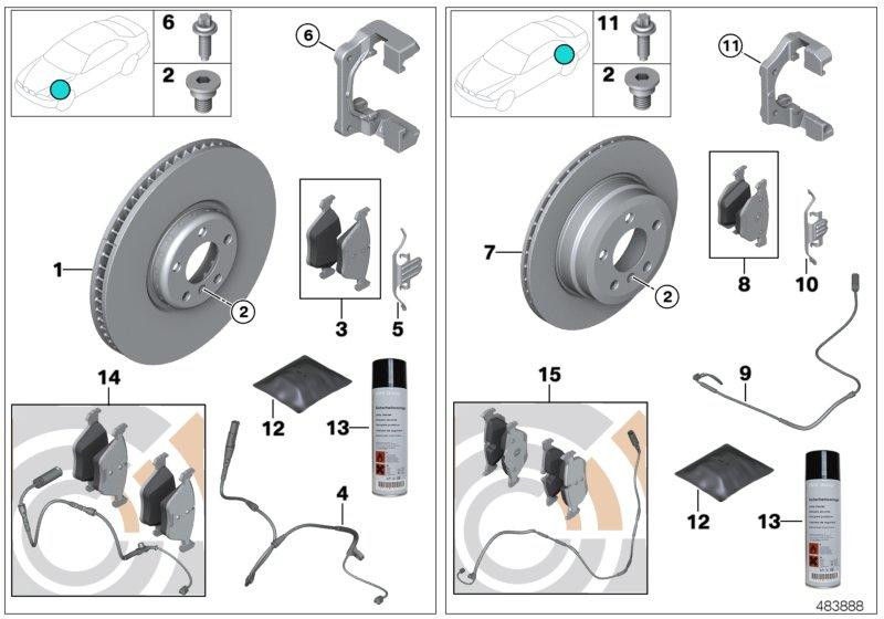 BMW本物のセットブレーキパッド付きブレーキパッドセンサー値ライン（34112449265）| 34112449265