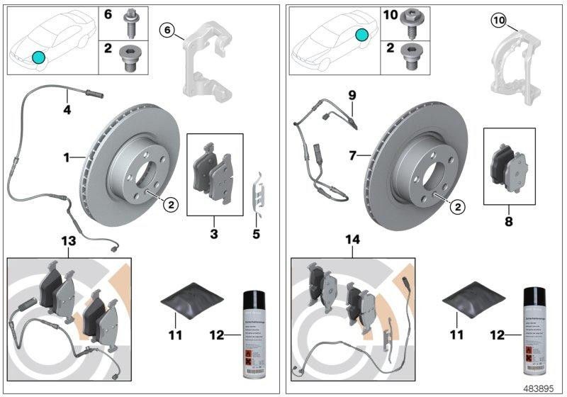 BMW本物のセットブレーキパッド付きブレーキパッドセンサー値ライン（34112449271）| 34112449271