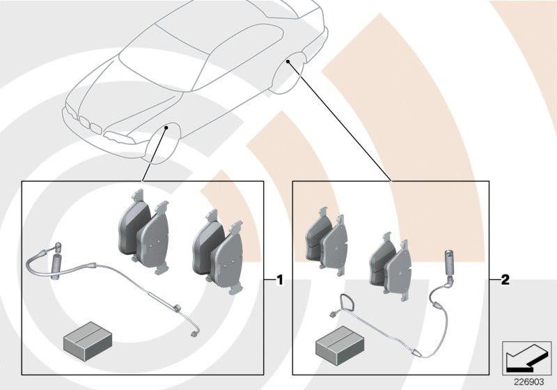 BMW純正セットブレーキパッド付きブレーキパッドセンサー値ライン（34112464196）| 34112464196