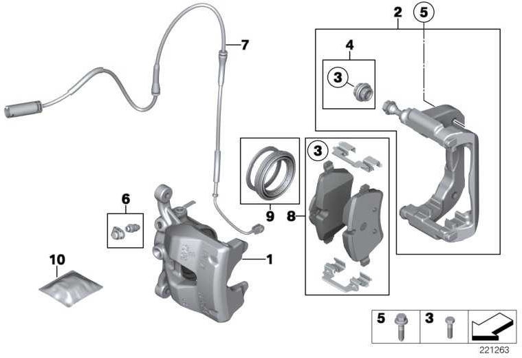 BMW純正修理セットブレーキパッドASBESTOS -FREE MINI（34116772892）| 34116772892