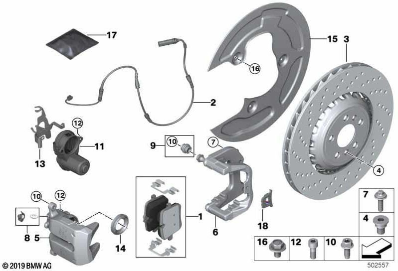 左のBMW本物のブレーキキャリア（34208064493）| 34208064493