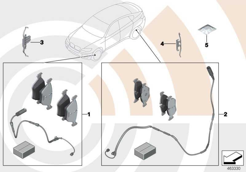 BMWブレーキパッドセンサー値ラインx6 x5（34212413041）のある本物のセットブレーキパッド）| 34212413041