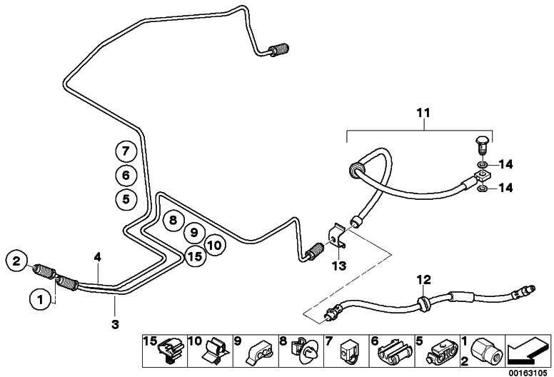 BMW Back Miniの本物のブレーキホース（34306793611）| 34306793611