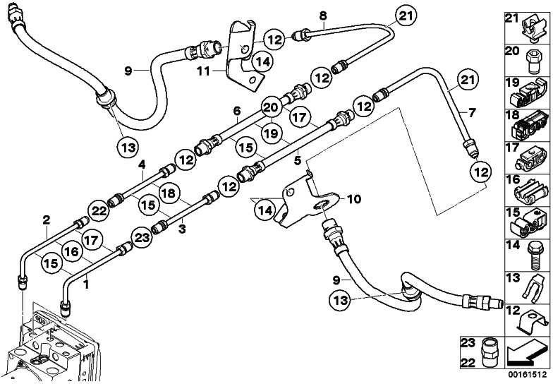 BMW右側の本物のブレーキホース（34306887452）| 34306887452