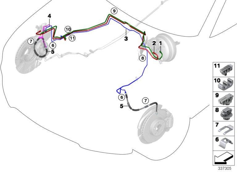 BMW純正ブレーキホースフロント（34307852972）| 34307852972