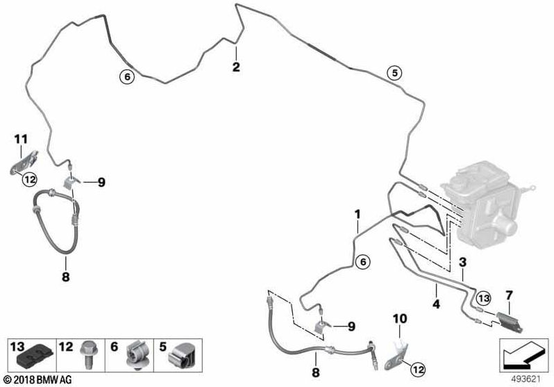 BMW純正ブレーキホースフロント（34326877690）| 34326877690