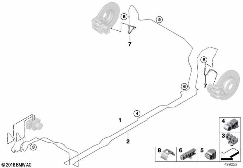BMW後部の本物のブレーキホース（34326895386）| 34326895386