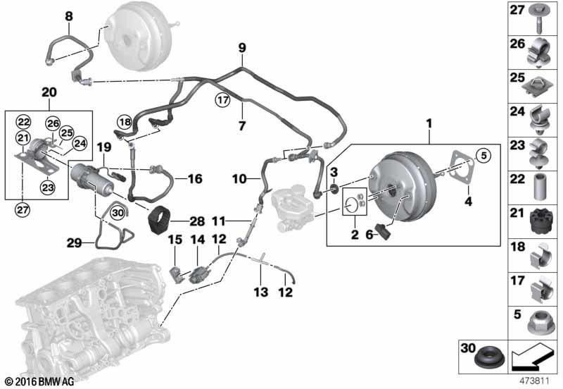 BMW本物の修理セットブレーキパワーアブロワー（34336874528）| 34336874528
