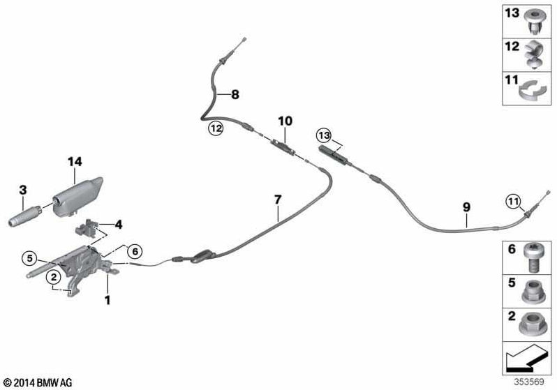 BMW純正ハンドブレムズボウデンズグ（34406852186）| 34406852186