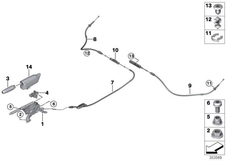 BMW左側の本物のハンドブレーキボウデントレイン（34406852189）| 34406852189