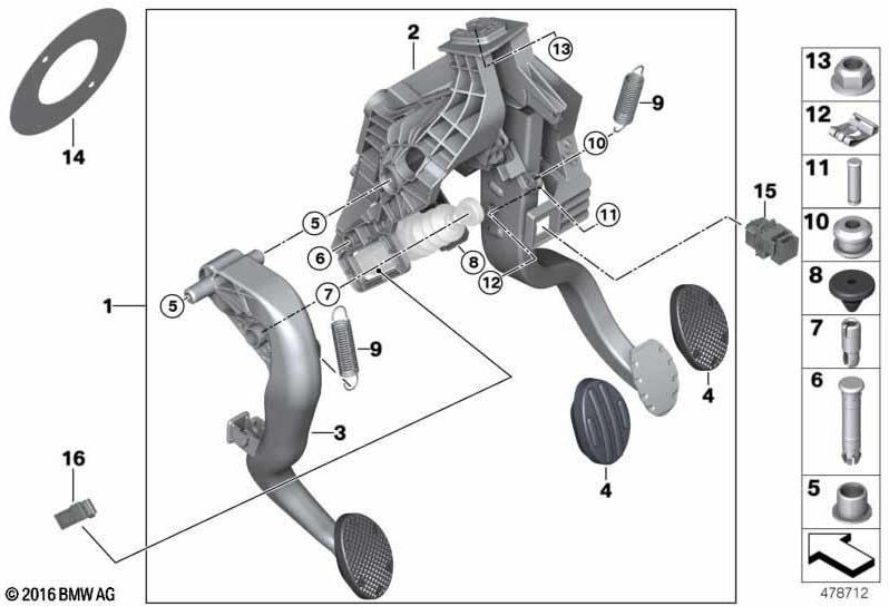 BMWブレーキペダル付きの本物のフットレバレッジ（35006860664）| 35006860664