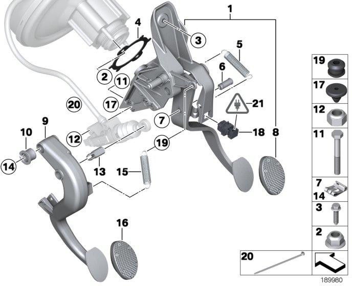 BMWブレーキペダル付きの本物のフットレバレッジ（35106795831）| 35106795831