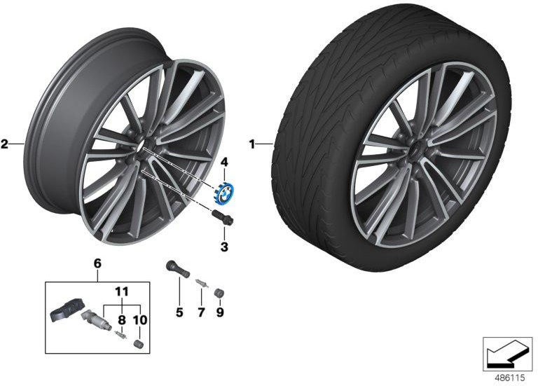 Forged Light Metal 7.5JX20 ET40（36106880105）のBMW本物のディスクホイール| 36106880105