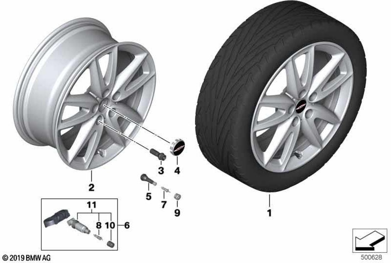 BMW本物のディスクホイールライトメタルブライトシルバー8JX18 ET54（36106887612）| 36106887612