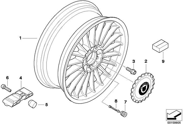 BMW本物のローホイールライトメタル9JX21（36107966287）| 36107966287