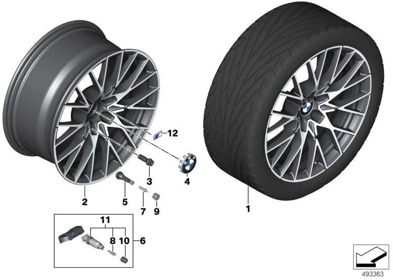 BMW本物のウィンドルホイールライトメタルジェットBLK/TRANRING 9JX19 ET29（36108093987）| 36108093987