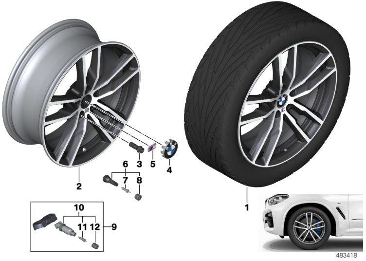 BMW純正ウィンドホイールライトメタルフェリリックグレイ7.5JX19 ET32（36108746987）| 36108746987