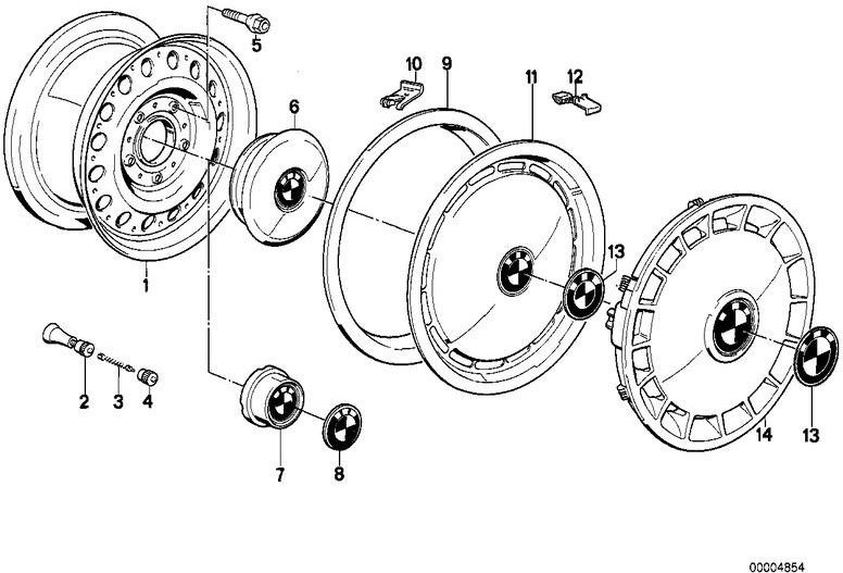 BMW本物のウィンドホイールスチールブラック51/2JX14 ET22（361129417）| 36111129417