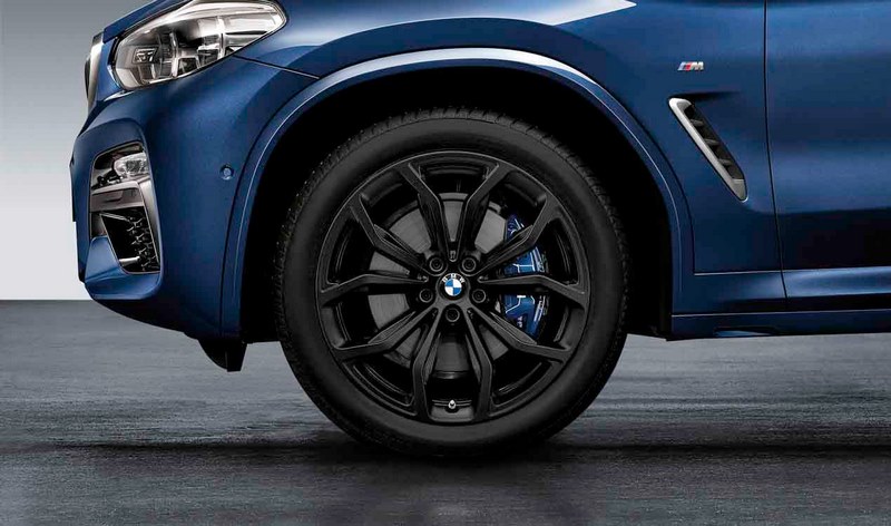 BMW本物の完全なホイールY-Speiche 695ジェットブラックマット20インチX3 G01 X4 G02 RDCI（ミキシングタイヤ）| 36115A8D982