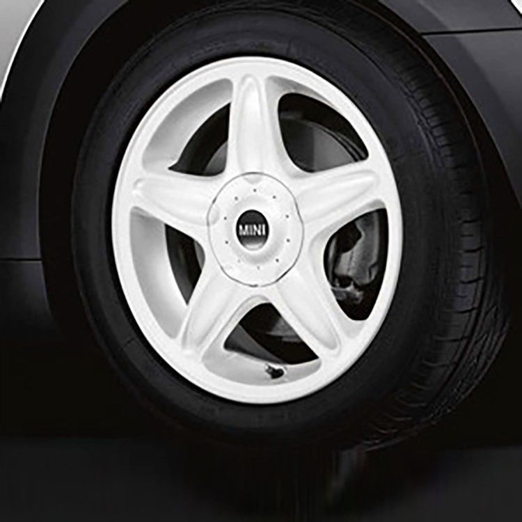 BMW本物のミニアルフェルジ5スターブラスター103 6.5J x 16 ET 48白いフロントアクスル /リアアクスルミニR53 R55 R56 R57 | 36116769410