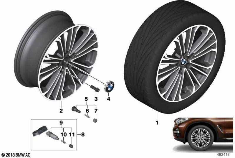 BMW純正ウィンドホイールライトメタルファリリックグレイ7.5JX19 ET32（36116877331）| 36116877331
