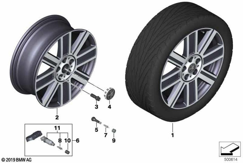 BMW純正ウィンドルホイールライトメタルエニグマティックブラック8JX18 ET57（36111688083）| 3611688083
