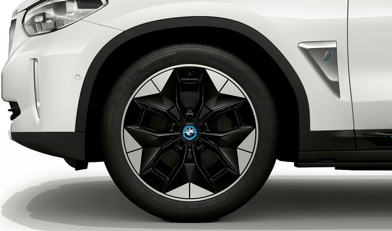 BMW本物のAlufelge Aerodynamics 843 Bicolor（Jet Black Uni / High -Gloss）8J X 20 ET 26フロントアクスルIX3 G08 BEV | 36116894844