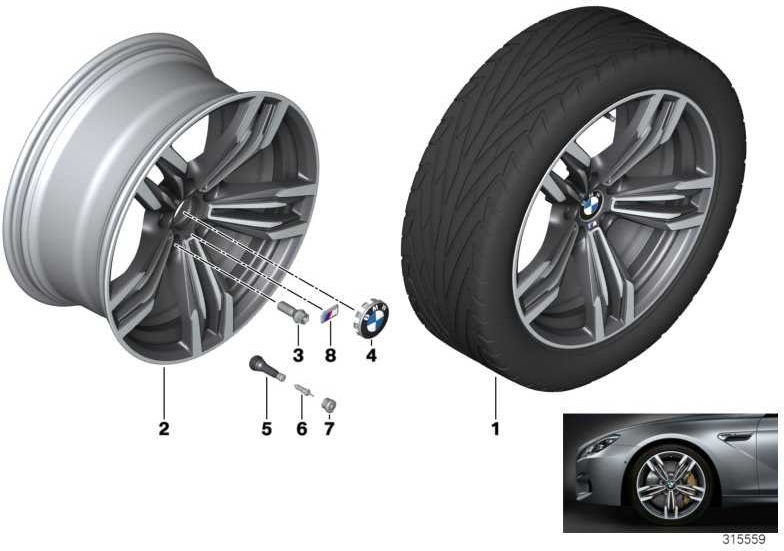 BMW Genoine Wind Wheel Light Metal Metal Jet Black Uni 9.5JX20 ET31（36118047255）| 36118047255