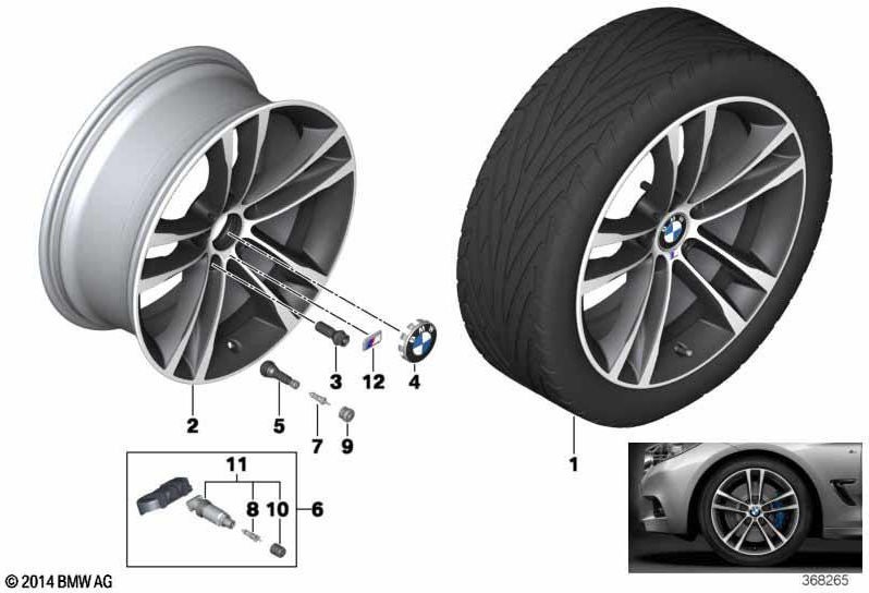 BMW Genoine Wind Wheel Light Metal Metal Jet Black Uni 8JX19 ET30（361118094686）| 36118094686