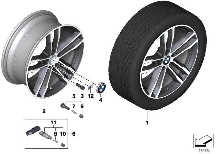 BMW Genoine Wind Wheel Light Metal Metal Jet Black Uni 8JX19 ET36（36118097244）| 36118097244